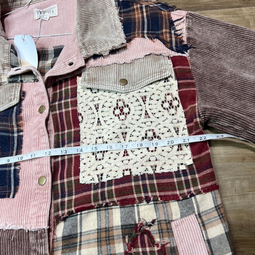 Oli &Hali Washed Patchwork Star Corduroy Jacket S – Plaid Flannel Boho Shacket R - Picture 10 of 16